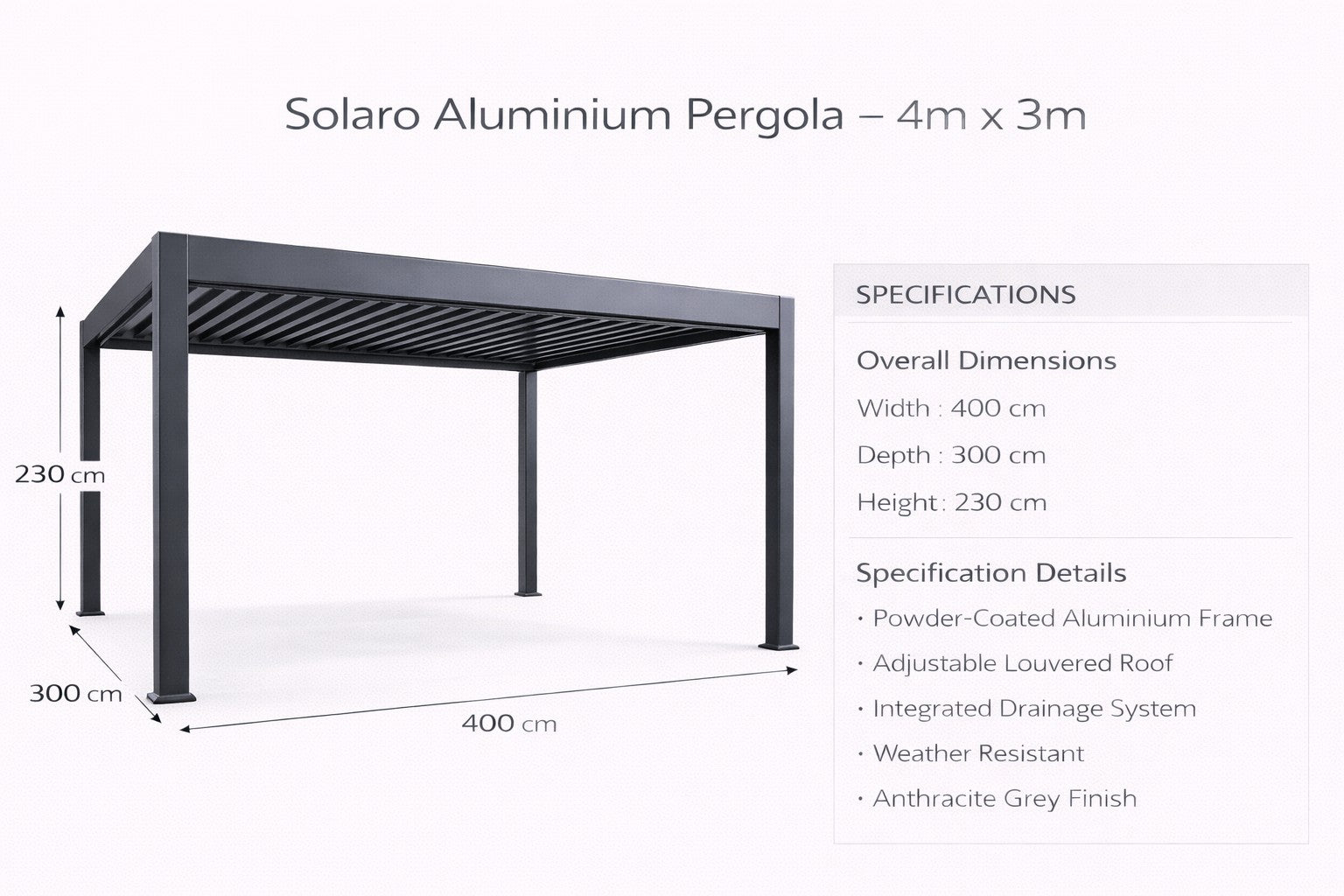 Solaro Louvred Pergola